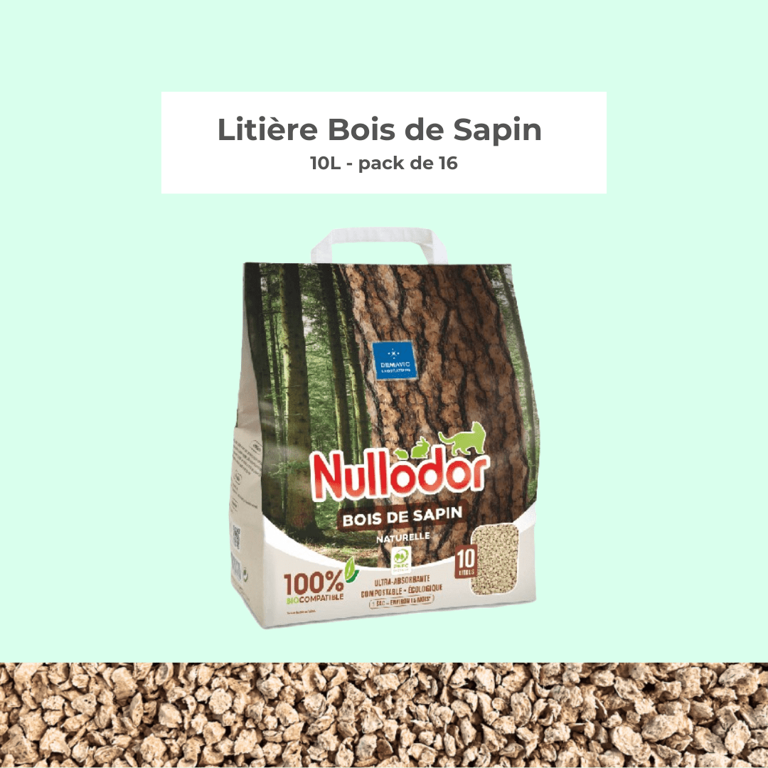 Litière Bois de Sapin Nullodor 10L - Pack de 16