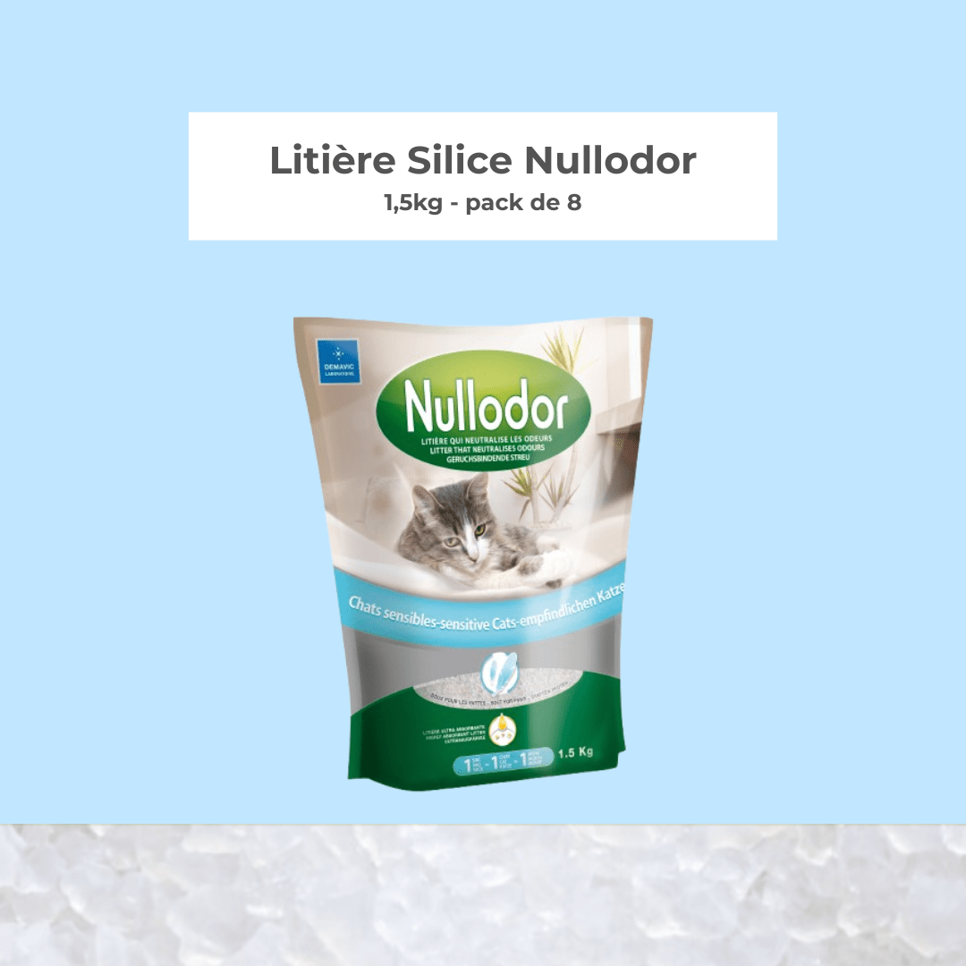 Litière Silice Sensible Nullodor 1,5kg - Pack de 8*