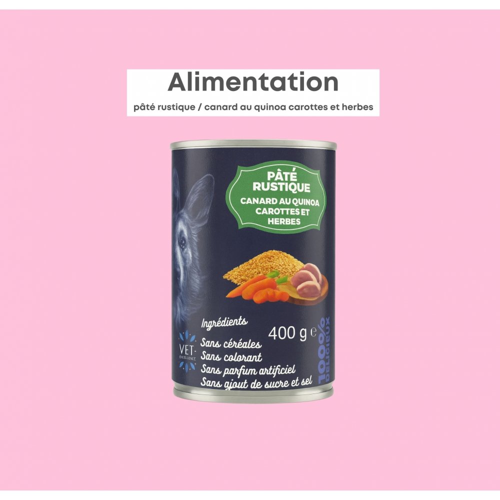 Pâté rustique quinoa carotte et herbes pour chien - compressée