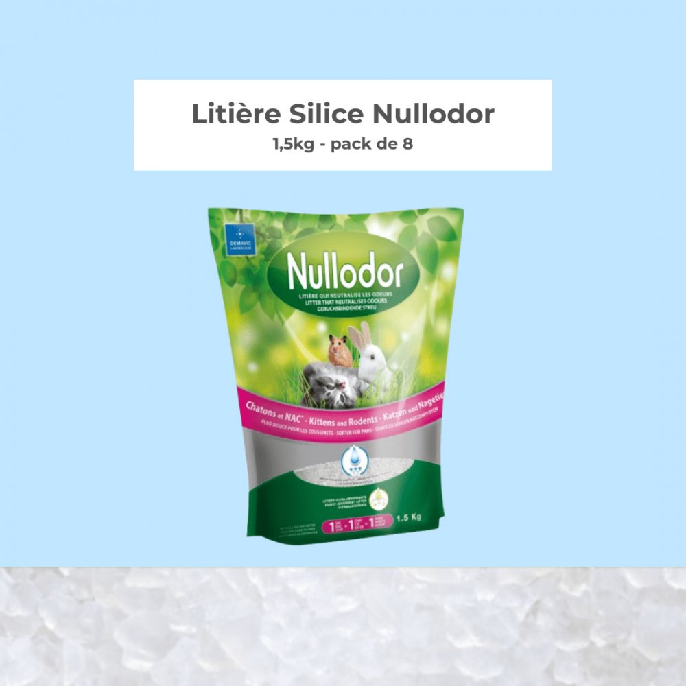 Litière Silice Chaton/NAC Nullodor 1,5kg - Pack de 8