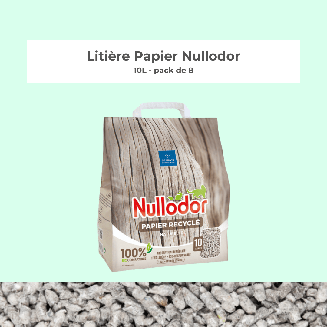 Litière Papier Nullodor 10L - Pack de 8